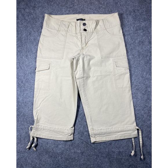 Abercrombie & Fitch Cargo Capri Pants Womens 6 Utility Pockets Stretch Cropped - Picture 1 of 11
